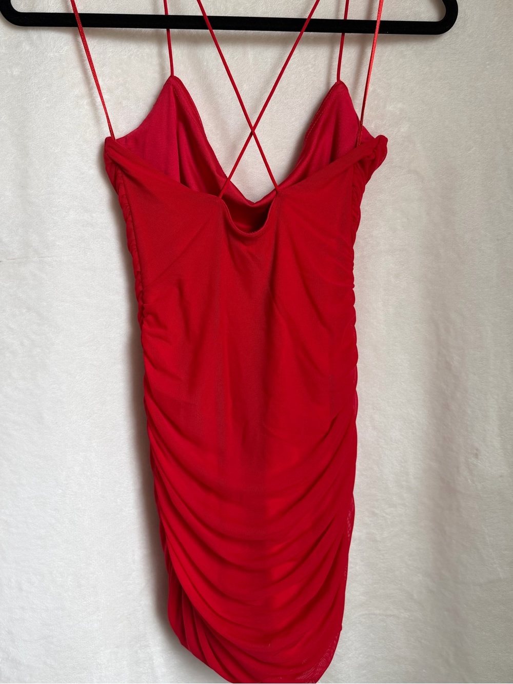 Stretchy Ruffle Dress - Red - Picture 3 of 5
